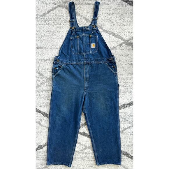 Carhartt Relaxed FIt Denim Work Overalls R07DST 44 x 30 - Picture 2 of 10